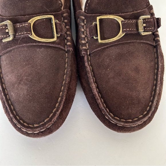 RALPH LAUREN PURPLE LABEL COCOA BROWN SUEDE DRIVING LOAFER MOCCASINS SIZ… - Picture 4 of 15